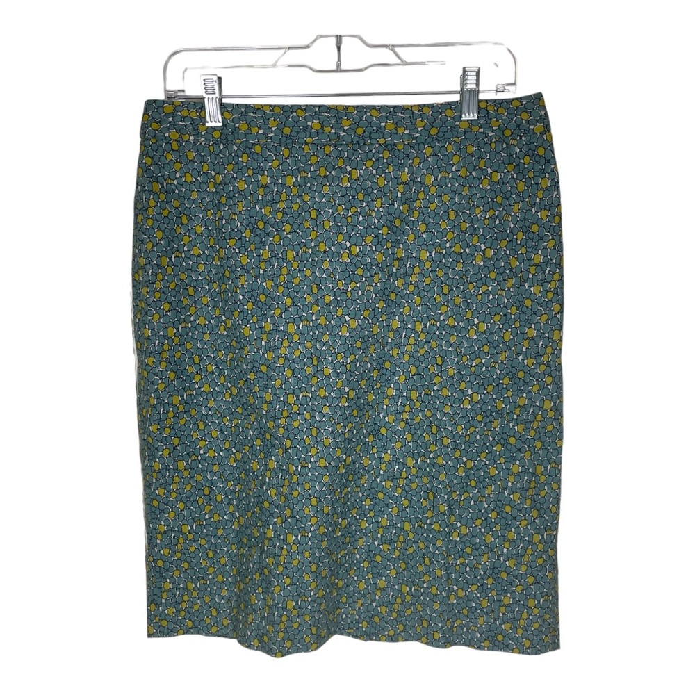 Talbots Blue Green Knee Length‎ Cotton Pencil Skirt Size 10